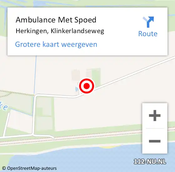 Locatie op kaart van de 112 melding: Ambulance Met Spoed Naar Herkingen, Klinkerlandseweg op 16 september 2024 12:32