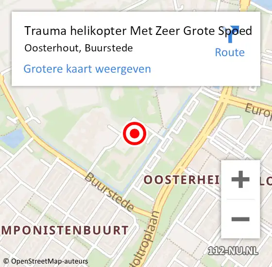 Locatie op kaart van de 112 melding: Trauma helikopter Met Zeer Grote Spoed Naar Oosterhout, Buurstede op 16 september 2024 12:35