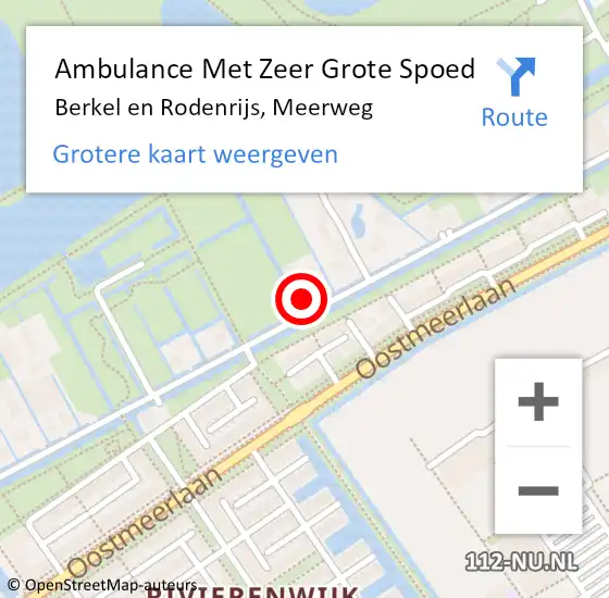 Locatie op kaart van de 112 melding: Ambulance Met Zeer Grote Spoed Naar Berkel en Rodenrijs, Meerweg op 16 september 2024 12:46