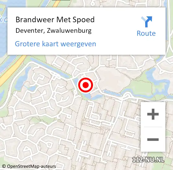 Locatie op kaart van de 112 melding: Brandweer Met Spoed Naar Deventer, Zwaluwenburg op 16 september 2024 12:52