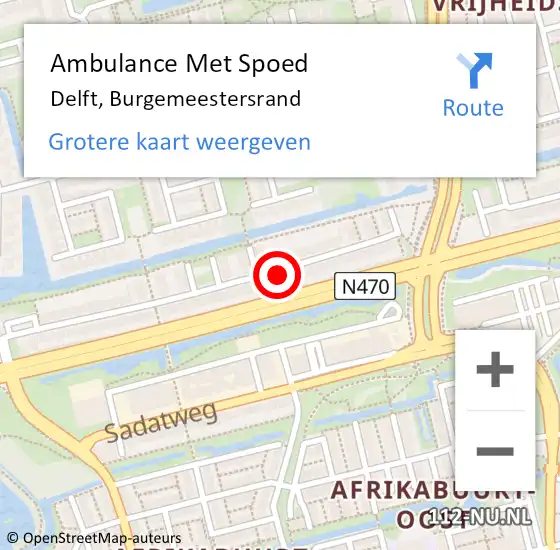 Locatie op kaart van de 112 melding: Ambulance Met Spoed Naar Delft, Burgemeestersrand op 16 september 2024 12:58