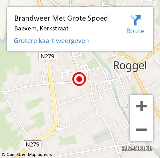 Locatie op kaart van de 112 melding: Brandweer Met Grote Spoed Naar Baexem, Kerkstraat op 16 september 2024 12:59