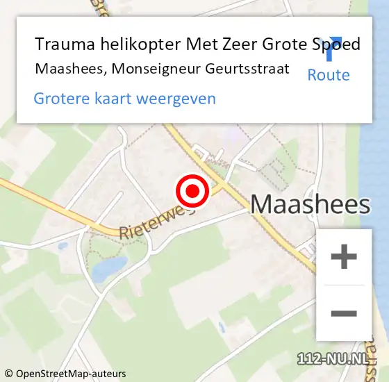 Locatie op kaart van de 112 melding: Trauma helikopter Met Zeer Grote Spoed Naar Maashees, Monseigneur Geurtsstraat op 16 september 2024 13:07