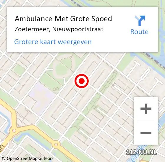 Locatie op kaart van de 112 melding: Ambulance Met Grote Spoed Naar Zoetermeer, Nieuwpoortstraat op 16 september 2024 13:10