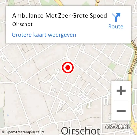 Locatie op kaart van de 112 melding: Ambulance Met Zeer Grote Spoed Naar Oirschot op 16 september 2024 13:12