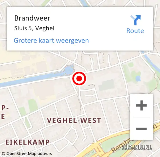 Locatie op kaart van de 112 melding: Brandweer Sluis 5, Veghel op 20 oktober 2014 11:16