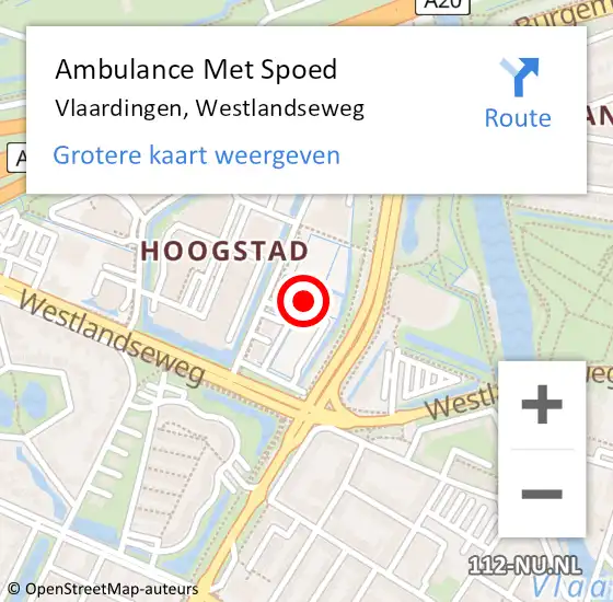 Locatie op kaart van de 112 melding: Ambulance Met Spoed Naar Vlaardingen, Westlandseweg op 16 september 2024 13:21