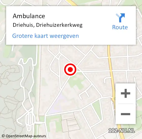 Locatie op kaart van de 112 melding: Ambulance Driehuis, Driehuizerkerkweg op 16 september 2024 13:21