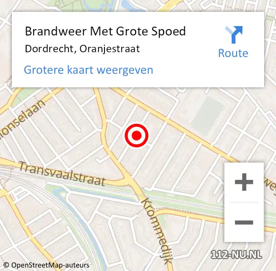 Locatie op kaart van de 112 melding: Brandweer Met Grote Spoed Naar Dordrecht, Oranjestraat op 16 september 2024 13:24