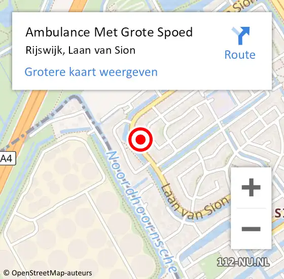 Locatie op kaart van de 112 melding: Ambulance Met Grote Spoed Naar Rijswijk, Laan van Sion op 16 september 2024 13:24