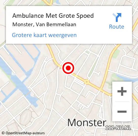 Locatie op kaart van de 112 melding: Ambulance Met Grote Spoed Naar Monster, Van Bemmellaan op 16 september 2024 13:43