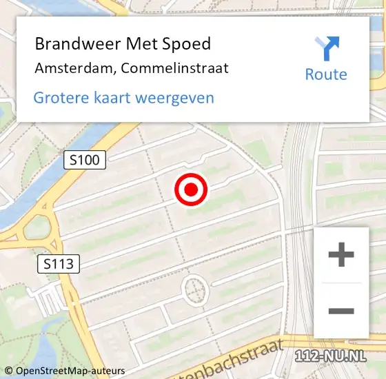 Locatie op kaart van de 112 melding: Brandweer Met Spoed Naar Amsterdam, Commelinstraat op 16 september 2024 13:44