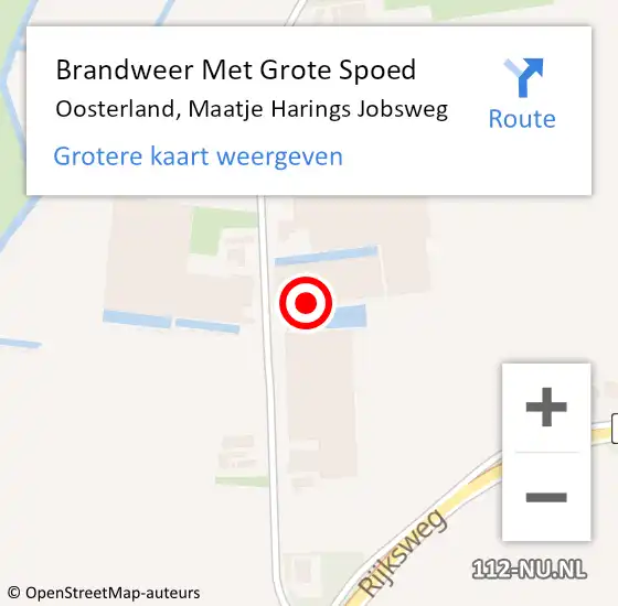 Locatie op kaart van de 112 melding: Brandweer Met Grote Spoed Naar Oosterland, Maatje Harings Jobsweg op 16 september 2024 14:08