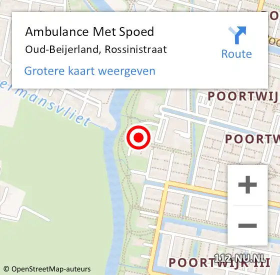 Locatie op kaart van de 112 melding: Ambulance Met Spoed Naar Oud-Beijerland, Rossinistraat op 16 september 2024 14:17