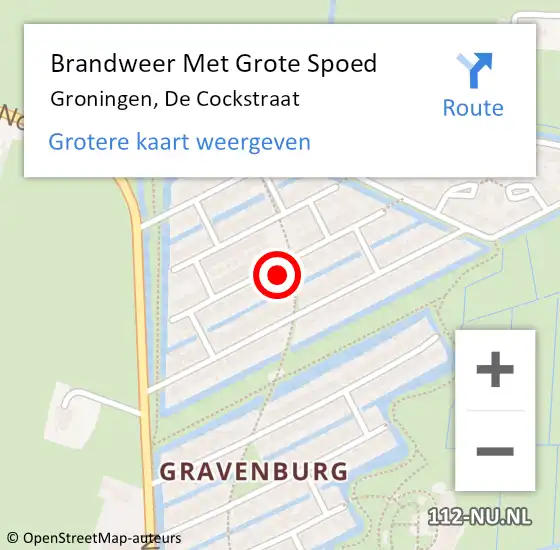 Locatie op kaart van de 112 melding: Brandweer Met Grote Spoed Naar Groningen, De Cockstraat op 16 september 2024 14:31