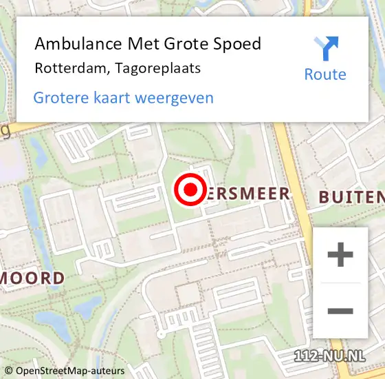 Locatie op kaart van de 112 melding: Ambulance Met Grote Spoed Naar Rotterdam, Tagoreplaats op 16 september 2024 14:39