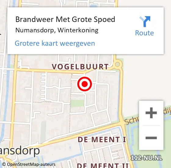 Locatie op kaart van de 112 melding: Brandweer Met Grote Spoed Naar Numansdorp, Winterkoning op 16 september 2024 14:46