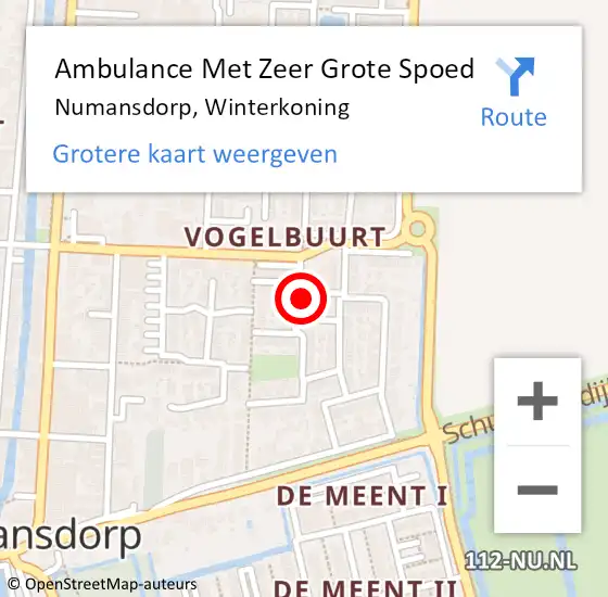 Locatie op kaart van de 112 melding: Ambulance Met Zeer Grote Spoed Naar Numansdorp, Winterkoning op 16 september 2024 14:47