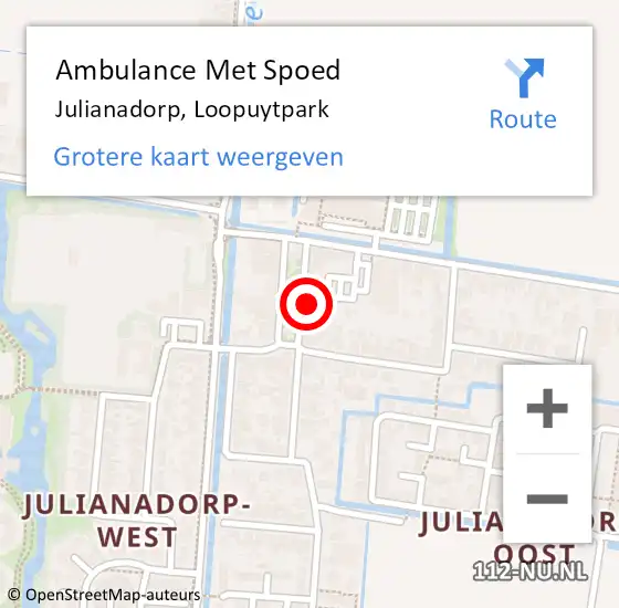 Locatie op kaart van de 112 melding: Ambulance Met Spoed Naar Julianadorp, Loopuytpark op 16 september 2024 14:49