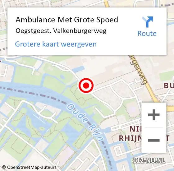 Locatie op kaart van de 112 melding: Ambulance Met Grote Spoed Naar Oegstgeest, Valkenburgerweg op 16 september 2024 14:50