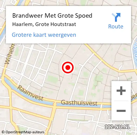 Locatie op kaart van de 112 melding: Brandweer Met Grote Spoed Naar Haarlem, Grote Houtstraat op 16 september 2024 14:59