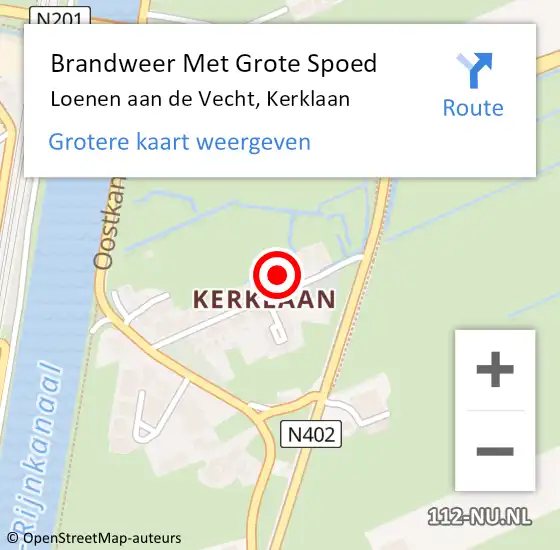 Locatie op kaart van de 112 melding: Brandweer Met Grote Spoed Naar Loenen aan de Vecht, Kerklaan op 16 september 2024 15:03