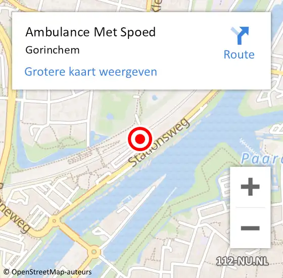 Locatie op kaart van de 112 melding: Ambulance Met Spoed Naar Gorinchem op 16 september 2024 15:04