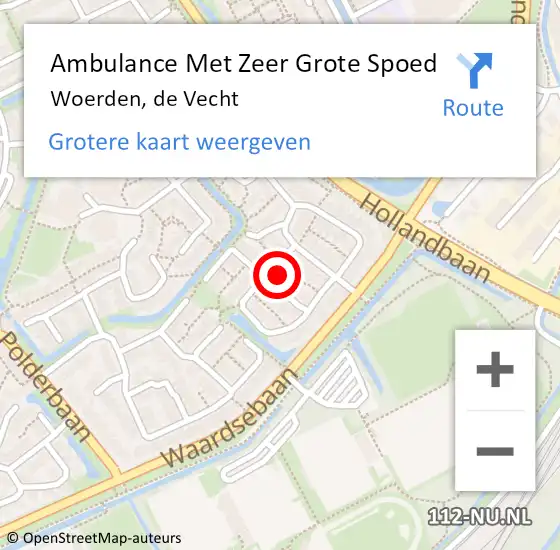 Locatie op kaart van de 112 melding: Ambulance Met Zeer Grote Spoed Naar Woerden, de Vecht op 16 september 2024 15:04