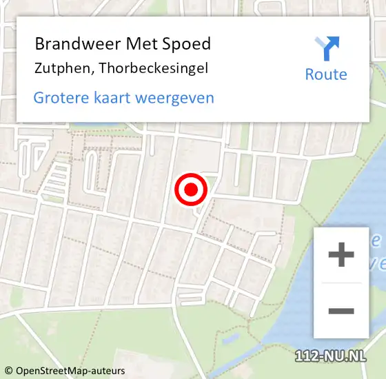 Locatie op kaart van de 112 melding: Brandweer Met Spoed Naar Zutphen, Thorbeckesingel op 16 september 2024 15:07