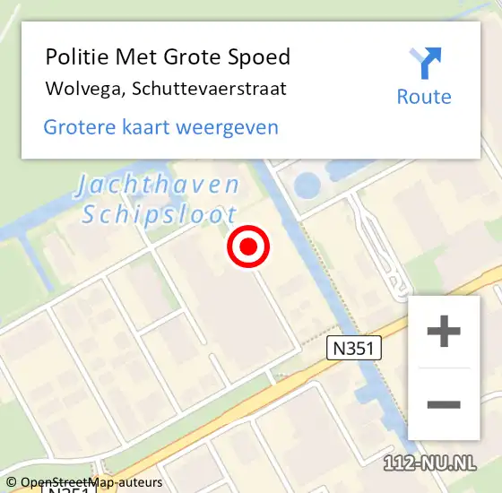 Locatie op kaart van de 112 melding: Politie Met Grote Spoed Naar Wolvega, Schuttevaerstraat op 16 september 2024 15:11