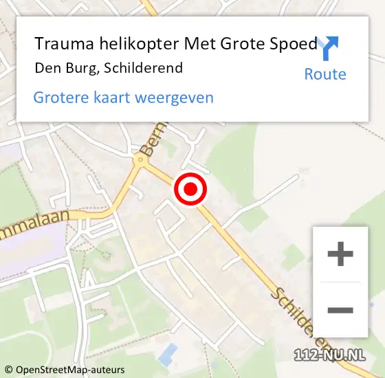 Locatie op kaart van de 112 melding: Trauma helikopter Met Grote Spoed Naar Den Burg, Schilderend op 16 september 2024 15:12