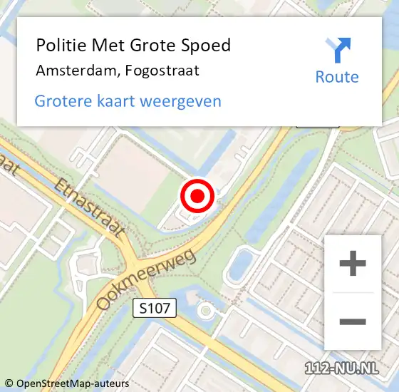 Locatie op kaart van de 112 melding: Politie Met Grote Spoed Naar Amsterdam, Fogostraat op 16 september 2024 15:22