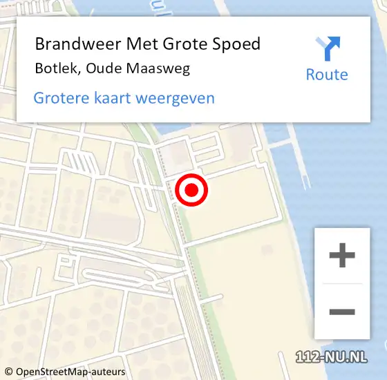 Locatie op kaart van de 112 melding: Brandweer Met Grote Spoed Naar Botlek, Oude Maasweg op 16 september 2024 16:04