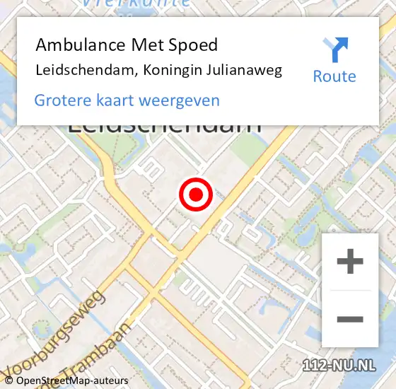 Locatie op kaart van de 112 melding: Ambulance Met Spoed Naar Leidschendam, Koningin Julianaweg op 16 september 2024 16:17