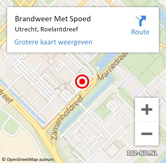 Locatie op kaart van de 112 melding: Brandweer Met Spoed Naar Utrecht, Roelantdreef op 16 september 2024 16:32