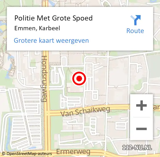 Locatie op kaart van de 112 melding: Politie Met Grote Spoed Naar Emmen, Karbeel op 16 september 2024 16:33