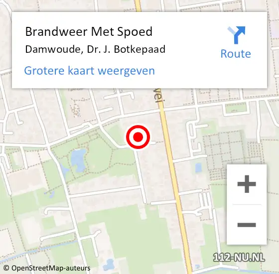 Locatie op kaart van de 112 melding: Brandweer Met Spoed Naar Damwoude, Dr. J. Botkepaad op 16 september 2024 16:37