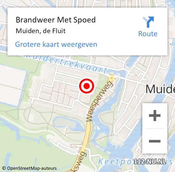 Locatie op kaart van de 112 melding: Brandweer Met Spoed Naar Muiden, de Fluit op 16 september 2024 16:53