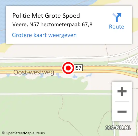 Locatie op kaart van de 112 melding: Politie Met Grote Spoed Naar Veere, N57 hectometerpaal: 67,8 op 16 september 2024 17:16