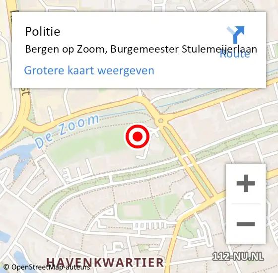 Locatie op kaart van de 112 melding: Politie Bergen op Zoom, Burgemeester Stulemeijerlaan op 16 september 2024 17:16