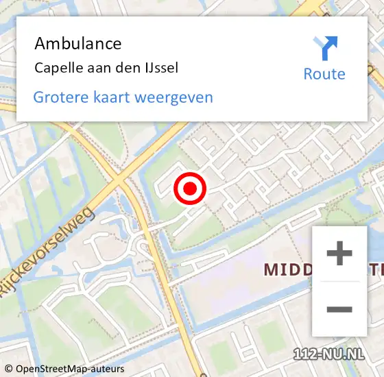 Locatie op kaart van de 112 melding: Ambulance Capelle aan den IJssel op 16 september 2024 17:19