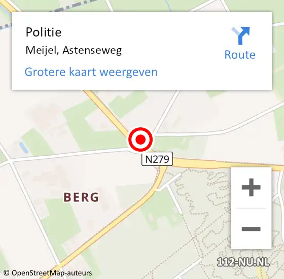 Locatie op kaart van de 112 melding: Politie Meijel, Astenseweg op 16 september 2024 17:28