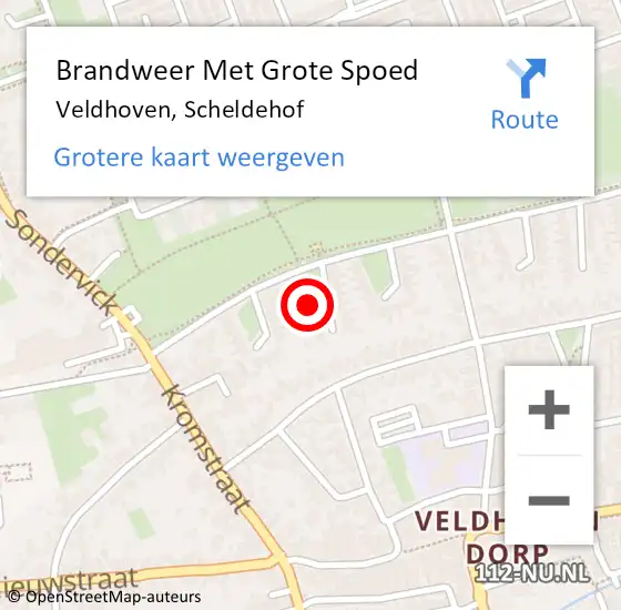 Locatie op kaart van de 112 melding: Brandweer Met Grote Spoed Naar Veldhoven, Scheldehof op 16 september 2024 17:34