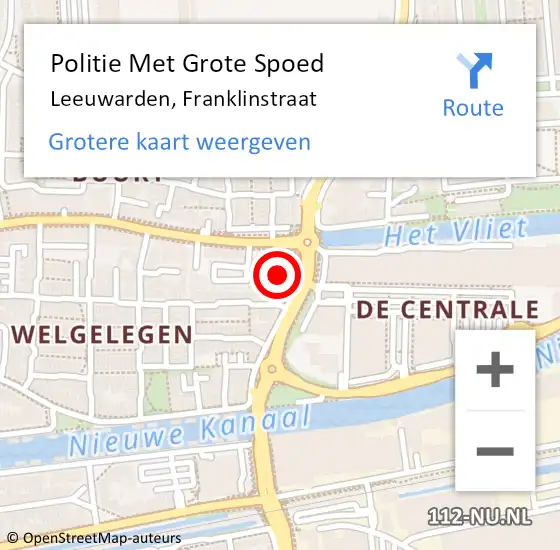 Locatie op kaart van de 112 melding: Politie Met Grote Spoed Naar Leeuwarden, Franklinstraat op 16 september 2024 17:35