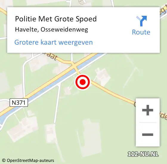 Locatie op kaart van de 112 melding: Politie Met Grote Spoed Naar Havelte, Osseweidenweg op 16 september 2024 17:36