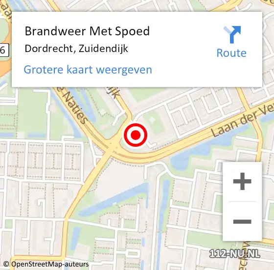 Locatie op kaart van de 112 melding: Brandweer Met Spoed Naar Dordrecht, Zuidendijk op 16 september 2024 17:41