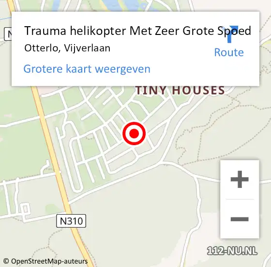 Locatie op kaart van de 112 melding: Trauma helikopter Met Zeer Grote Spoed Naar Otterlo, Vijverlaan op 16 september 2024 18:05