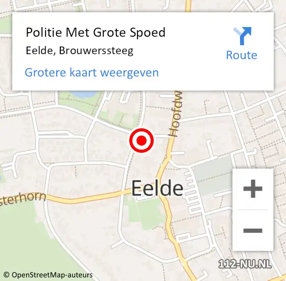 Locatie op kaart van de 112 melding: Politie Met Grote Spoed Naar Eelde, Brouwerssteeg op 16 september 2024 18:21