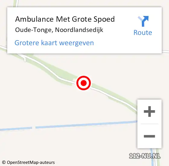 Locatie op kaart van de 112 melding: Ambulance Met Grote Spoed Naar Oude-Tonge, Noordlandsedijk op 16 september 2024 18:47