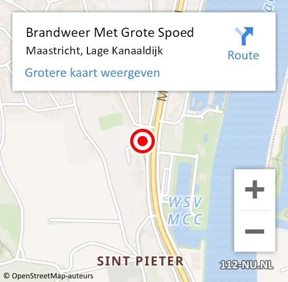 Locatie op kaart van de 112 melding: Brandweer Met Grote Spoed Naar Maastricht, Lage Kanaaldijk op 16 september 2024 18:52